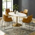thumbnail image 4 of Modway Lippa 60" Oval Wood & Metal Dining Table in Gold and White, 4 of 8