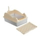 thumbnail image 5 of Caja de arena abierta Bandeja de arena para mascotas con parte superior abierta Entrada baja Gran capacidad Portátil para gatos Caqui con estera, 5 of 9