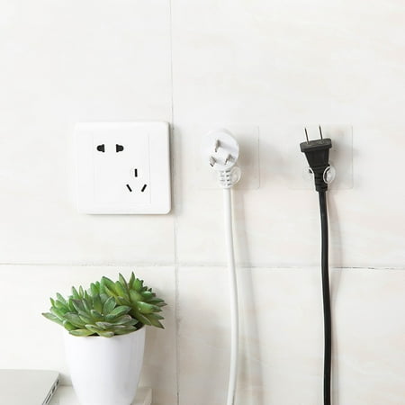 

4Pcs Home Office Wall Adhesive Plastic Power Plug Socket Holder Hanger Hook