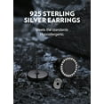 thumbnail image 6 of Bandmax Black S925 Silver Stud Earrings for Men Women Natural Black Onxy with CZ Ear Studs Gift for Father's Day Christmas Valentines, 6 of 8