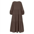 thumbnail image 4 of ZANZEA Women V-Neck Puff Sleeve Bohemian Casual Long Dress, 4 of 11