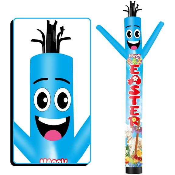 Happy Easter Inflatable Tube Man (9''Diameter) Wacky Wavy Dancing Guy for Outdoor Decoration Advertising Business Promotion - Easter Theme (Blower Not Included)