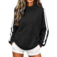 thumbnail image 2 of Mock Neck Sweatshirt Women Fall Fashion Oversized Turtleneck Pullover Side Stripes Long Sleeve Casual Sweatshirts Black XL, 2 of 7