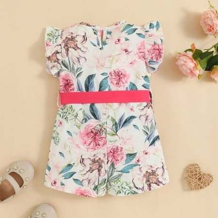 

kpoplk Short Sleeve Jumpsuit Bodysuit Toddler Baby Girls Summer Clothes Ruffle Sleeveless Plaid Jumpsuit Romper Overalls Pants Outfit(A)