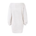 thumbnail image 6 of Women's Sweater Dress Knit Dress Long Sleeve Off Shoulder Solid Color Casual Winter Dress for Loungewear,White,L, 6 of 7