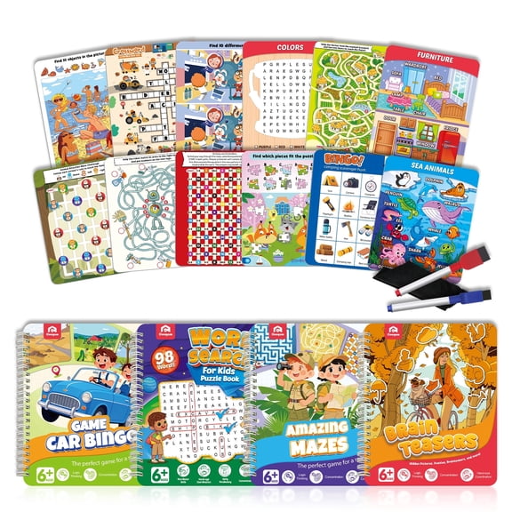 Coogam 4Pcs Activity Travel Maze Book Game for Kids Age 6