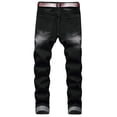 thumbnail image 2 of Defitshape Men's Denim Pants Mid Rise Jeans Straight Leg Casual Western Winter Pocket Summer Ripped Denim Pant Black 28, 2 of 5