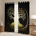 thumbnail image 2 of Homewish Hippie Life Tree Black Out Curtains, Black Gold Sequin Print Curtains Pack of 2 (42x63 Each), Mystic Bohemian Theme Bedroom Curtains, Living Room Curtains Decor, 2 of 6