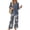 Gray, variant on Vintage Sunflower Sketch Print Two Piece Set for Women, 3/4 Sleeve Button Down Top & Wide Leg Pants - Boho Casual Lounge Outfit with High Waist Trousers Pink XXXL