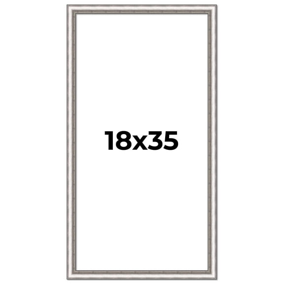 18x35 Frame Silver Real Wood Picture Frame Width 1.25 Inches | Interior Frame Depth 0.5 Inches |