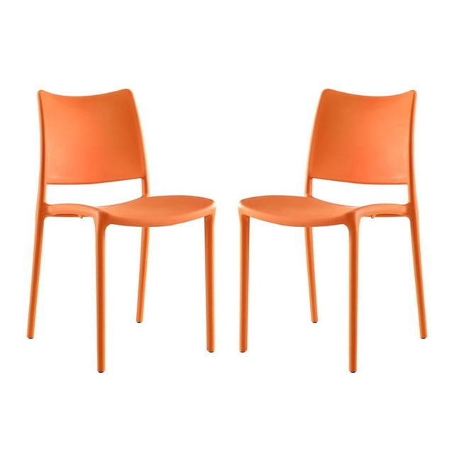 Hawthorne Collections 17.5" Chaise d'Appoint en Plastique Orange (Lot de 2)
