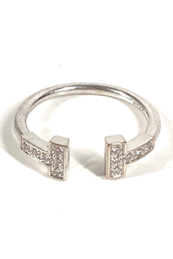 Pre-Owned TIFFANY&Co. Tiffany & Co. Jewelry Accessories T Wire Diamond Logo 750 Gold 18K Ring...