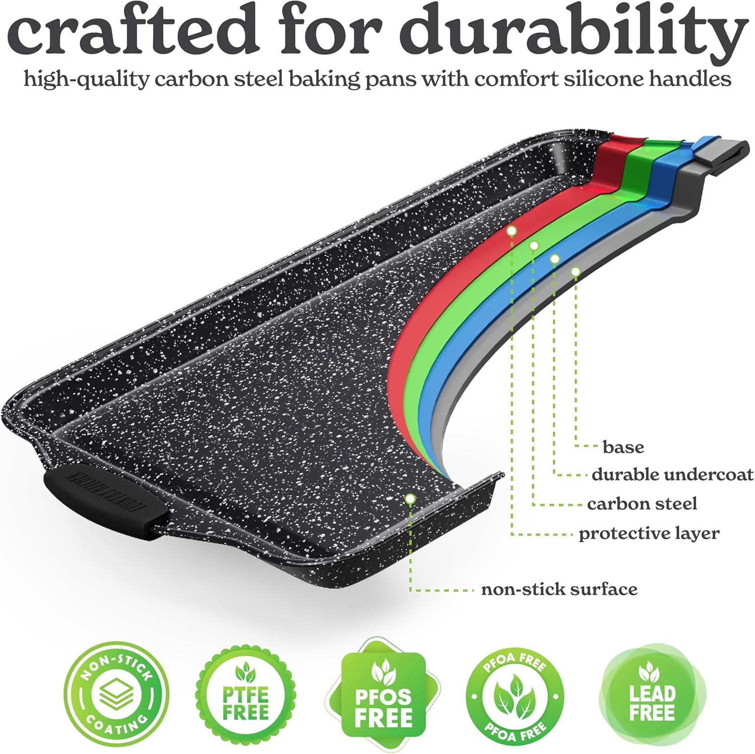 Country Kitchen 10-Piece Nonstick Bakeware Set - Stackable Pots and Pans, Black