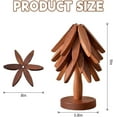 thumbnail image 2 of Christmas Tree Trivet, Christmas Tree Trivet Set, Foldable Trees Shape Trivets Set with Stand, 4 Walnut Wood Trivets + Storage Rack, Heat Resistant Pot Holders for Kitchen (Walnut, Four-Piece), 2 of 8