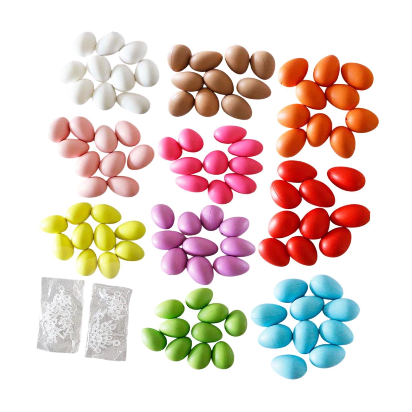 balikha 100Pcs Easter Eggs with Hanging Rings Photo Props Multicolored Eggs Sturdy Easter Tree Ornaments Party Decorations for Indoor