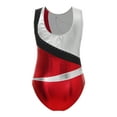 thumbnail image 2 of YIZYIF Kids Girls Metallic Ballet Dance Leotard Sparkle Rhinestones Sleeveless One Piece Gymnastics Unitard A Red 16, 2 of 7