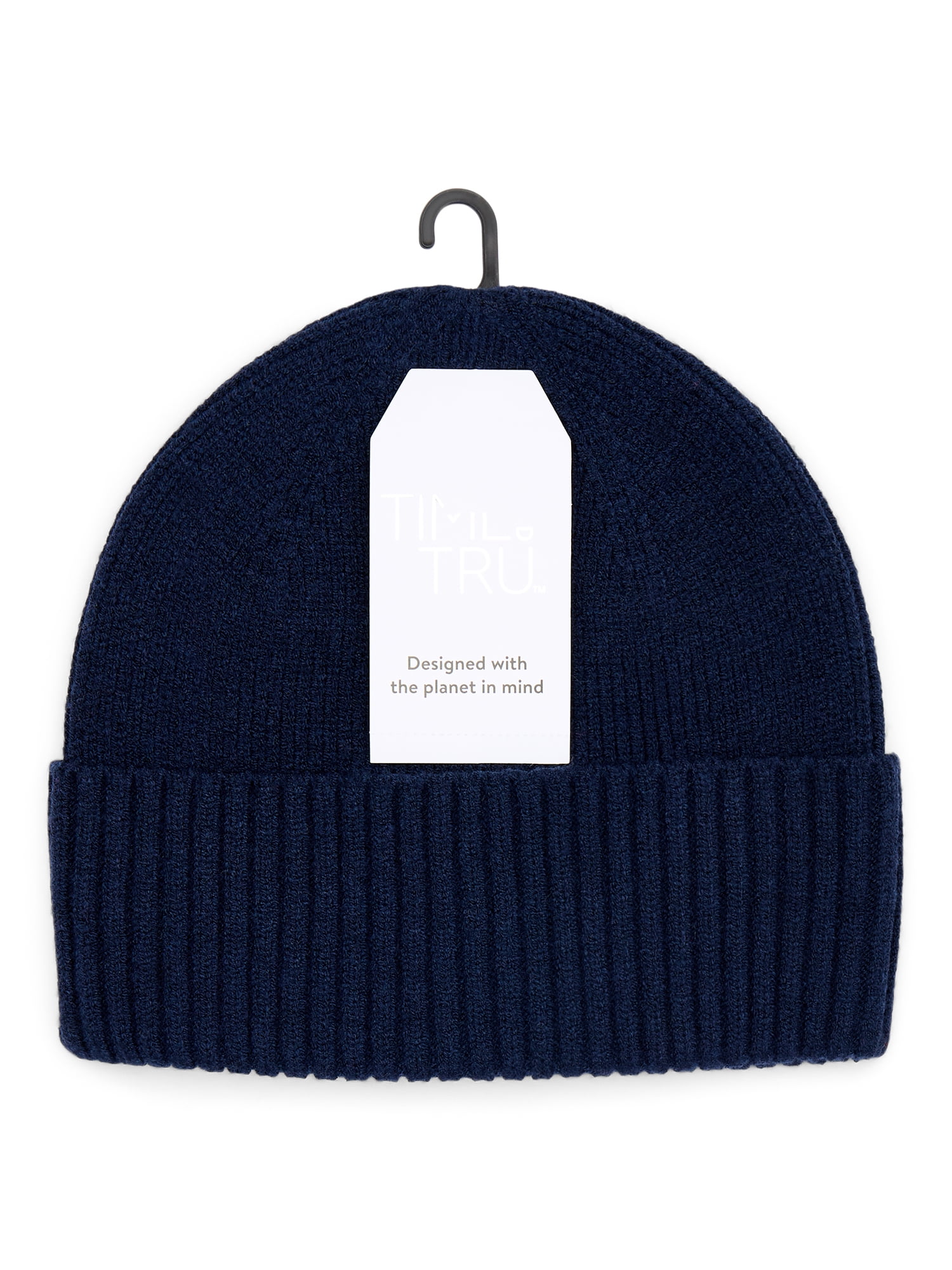 Time and Tru Women's Ribbed Beanie, Dark Navy