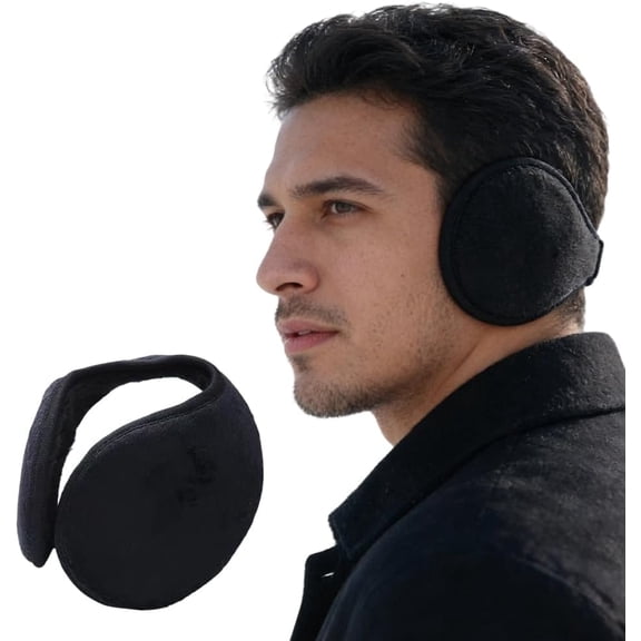 Mens Ear Muffs, Foldable Fluffy Winter Ear Warmers for Cold Weather, Adjustable Behind the Head Ear Covers for Outdoor Skiing and Daily Wear By PULMCheerger
