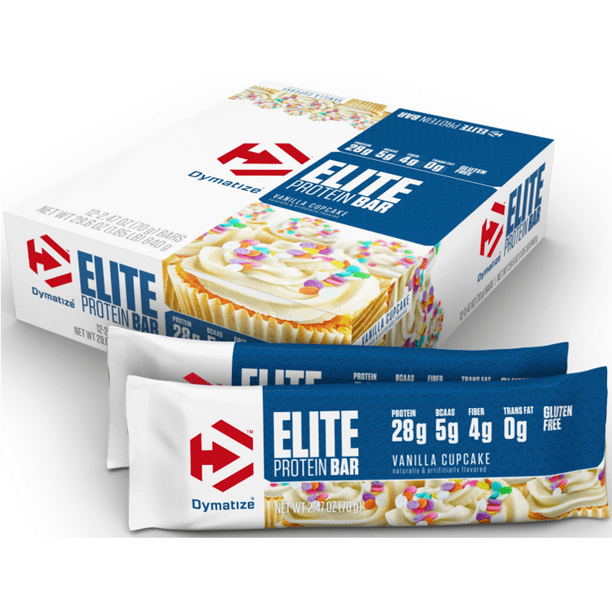 Dymatize Elite Protein Bar, Vanilla Cupcake, 12 Count
