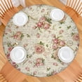 thumbnail image 2 of Pioneer Flower Floral Print Pattern Round Fitted Tablecloth with Elastic Edge,Dining Table Cover Waterproof,Outdoor Round Tablecloth for Camping,Dining,Indoor and Outdoor, 2 of 7