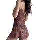 thumbnail image 4 of Lucakuins Ladies Perspective Slip Dress, Mujeres Estilo de Ocio Estampado de Plantas Abstractas Escote en V Lado Dividido Sin Mangas Sin Espalda Falda Corta Lucakuins moda, 4 of 5