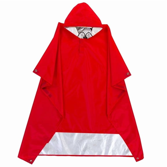 Waterproof 3-in-1 Rain Jacket for Adults with Hood, Long Poncho for Men and Women, Ideal for Hiking Travel Fishing Outdoor Red