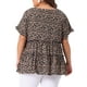 thumbnail image 3 of Blusa de mujer plus size Agnes Orinda, estilo boho, con flores, escote en V, mangas con volantes, blusas tipo babydoll en capas, 4X negro y beige, 3 of 6