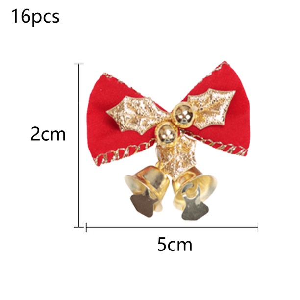 Paquete de 16 lazos navideños con campanas, minilazos navideños, adornos para regalo, adornos para árboles de Navidad MFZFUKR CPB-SSW246-1