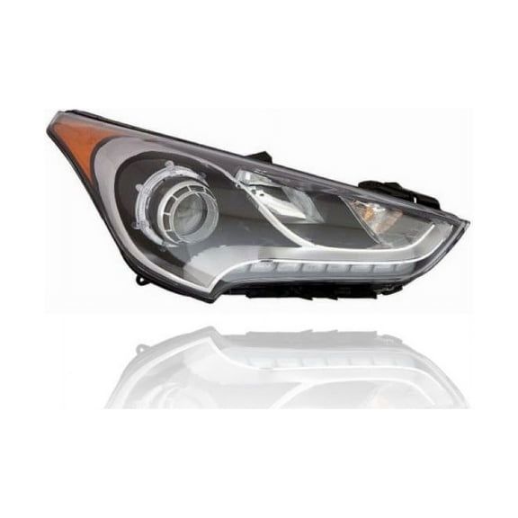 Headlight Assembly - Compatible/Replacement for '12-17 Hyundai Veloster Turbo/R-Spec 1.6T - Projector Halogen With LED Daytime Running Lamp - Right Hand - Passenger - 921022V110