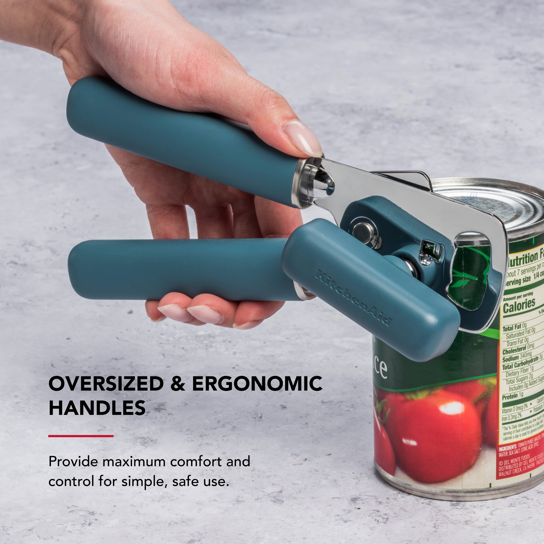 KitchenAid Stainless Steel Manual Can Opener with Bottle Opener and Ergonomic Grip, Agave