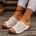 thumbnail image 4 of Modisza Orthopedic Wedge Sandals for Women Flower Cutout Wide Width Slip on Wedges Slides Ladies Casual Summer Slippers size 6 White, 4 of 7