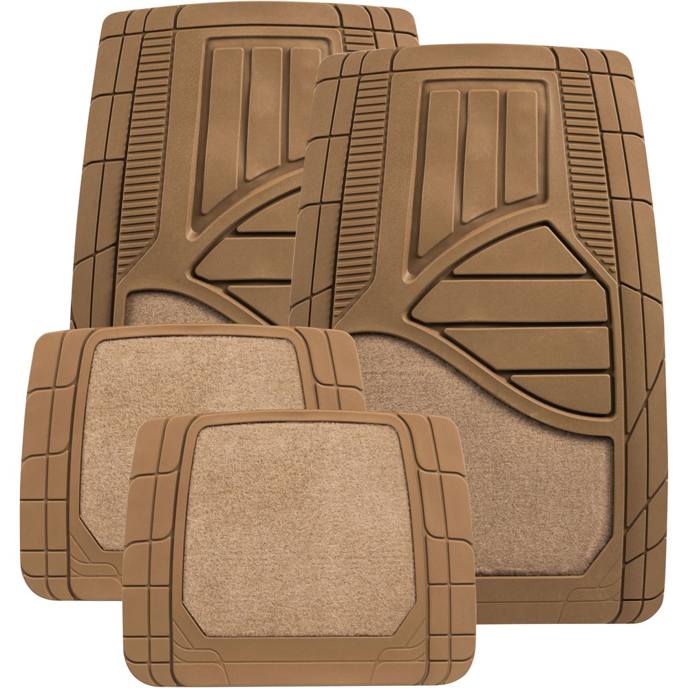 Auto Drive Tan HeavyDuty Universal Fit Floor Mat Set, 4 Piece