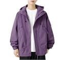 thumbnail image 1 of Veste Légère Coupe-Vent pour Hommes, Imperméable à Capuche Toutes Saisons pour Randonnée Cyclisme Camping Course Extérieure Résistante au Vent Respirante avec Manches Retroussables, 1 of 3