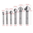 thumbnail image 4 of Round Shank Countersink Drill Bit Set, Durable Countersink, 6pcs Countersinking Plastic Aluminum Deburring Wood for Chamfering, 4 of 8