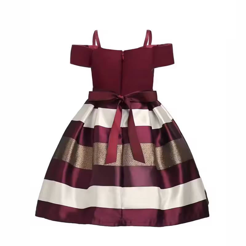 thumbnail image 2 of Vestido de princesa con hombros descubiertos para niñas, elegante y elegante, sin mangas, de algodón, forrado con cordones, perfecto para fiestas y actuaciones, 2 of 6