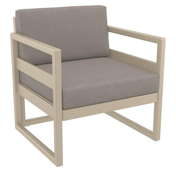 Compamia Mykonos Patio Club Chair Taupe with Sunbrella Taupe Cushion