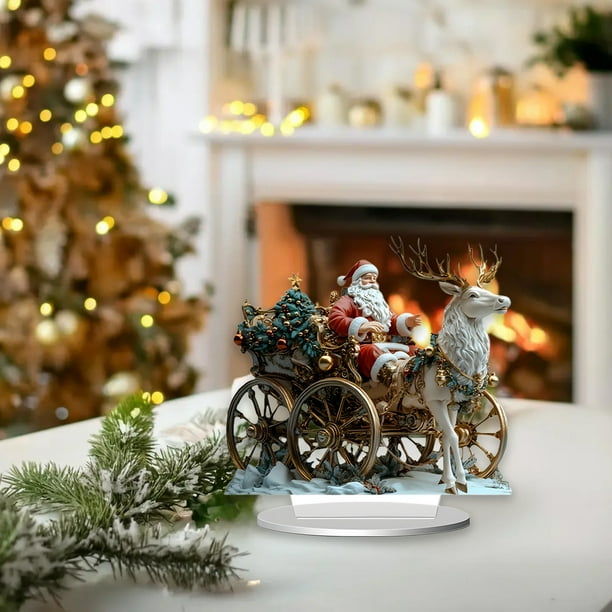 Letrero decorativo acrílico navideño de Papá Noel en 2D, multicolor, para colgar en el escritorio, decoración festiva para el hogar, etiqueta de regalo, tarjeta de mesa, acento de fiesta de