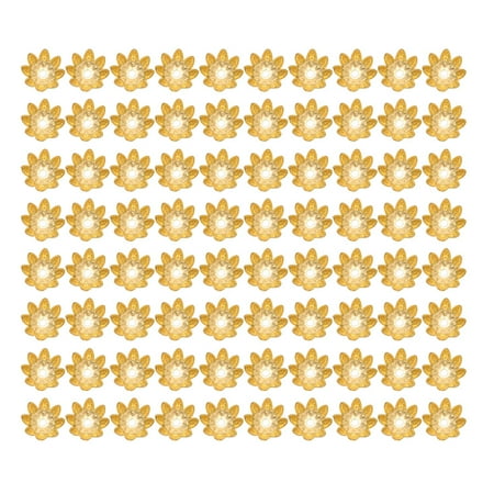 

500PCS 8MM DIY Accessories Material Eight Pentals Beads Flower Caps Pendant Hollow Spacer End Caps Jewelry Findings (Golden)
