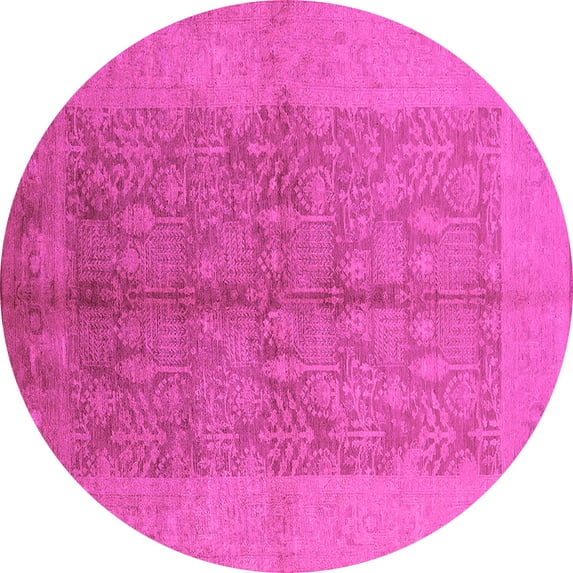 Ahgly Company Indoor Round Oriental Pink Industrial Area Rugs, 7' Round
