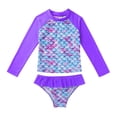 thumbnail image 2 of DPOIS Kids Girls Rash Guard Swimsuit Mermaid Printed Sun Protection Bathing Suit, 2 of 3