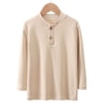 thumbnail image 4 of alcepopk Boys Girls Long Sleeve T-Shirts Kids Soft Cotton Basic Layering Tee Tops Undershirts(Beige,11-12 Y), 4 of 6
