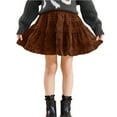 thumbnail image 2 of Skirts for Girls Girls Velvet Mini Skirt Vintage Elastic Waist Ruffle Skirts Kids Pleated Tiered Short Skirt Khaki 5-6Y, 2 of 5