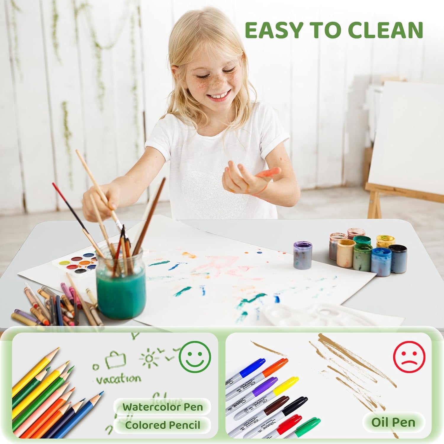 JOYMOR Kids Table and Chairs with Storage, 6 Drawers Toddlers Table and Chair Set- Ideal for 3-8 Years Old, Kids Activity Table for Art Crafts and Study, European Grade Wooden Table for Kids (White)