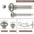 thumbnail image 2 of Brushed Nickel Double Curtain Rods, Double Curtain Rods for Window 48 to 84 Inch, Telescoping Double Decorative Drapery Rods with Urn Finials, 1-Inch Front and 5/8 Inch Back Double Rod Curtain Rods, 2 of 7