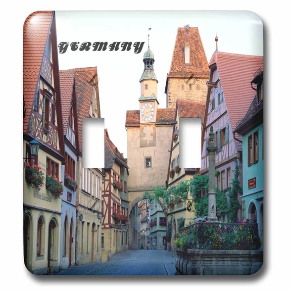3dRose, Quaint Rothenburg Germany, double toggle switch