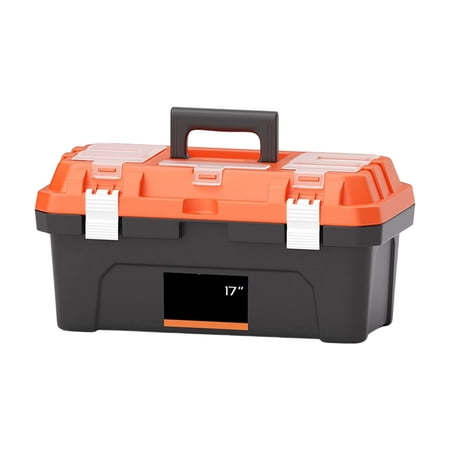 Double Layer Toolbox with Reinforced Structure and Multiple Storage Bins Offering Ample Space for Tools and Accessories Made from PP Material (13 inch)