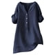 thumbnail image 1 of Blusa de manga larga con cuello en V y botones para mujer - Tops casuales elegantes y holgados de moda - Estampado, verano, trabajo y vacaciones, 1 of 3