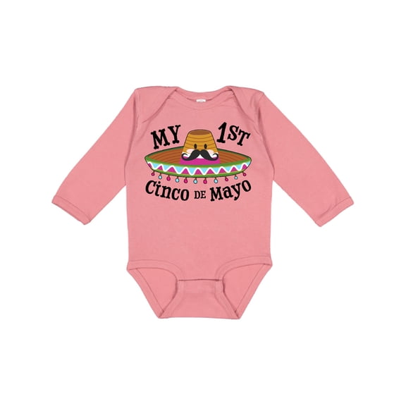 Inktastic My First Cinco De Mayo Sombrero and Mustache Boys or Girls Long Sleeve Baby Bodysuit
