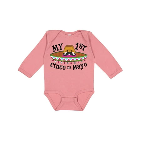 

Inktastic My First Cinco De Mayo- Sombrero and Mustache Gift Baby Boy or Baby Girl Long Sleeve Bodysuit