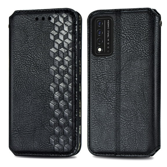 T-Mobile Revvl V  5G Case, Business PU Leather Wallet Case Flip/Folio Soft TPU Cover Bumper Kickstand Card Slots Strong Magnetic Cover for T-Mobile REVVL V  5G 2021 (Black)